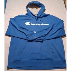 Champion Size XL Mens Blue Cotton Pocket Drawstring Vintage Athletic Hoodie
